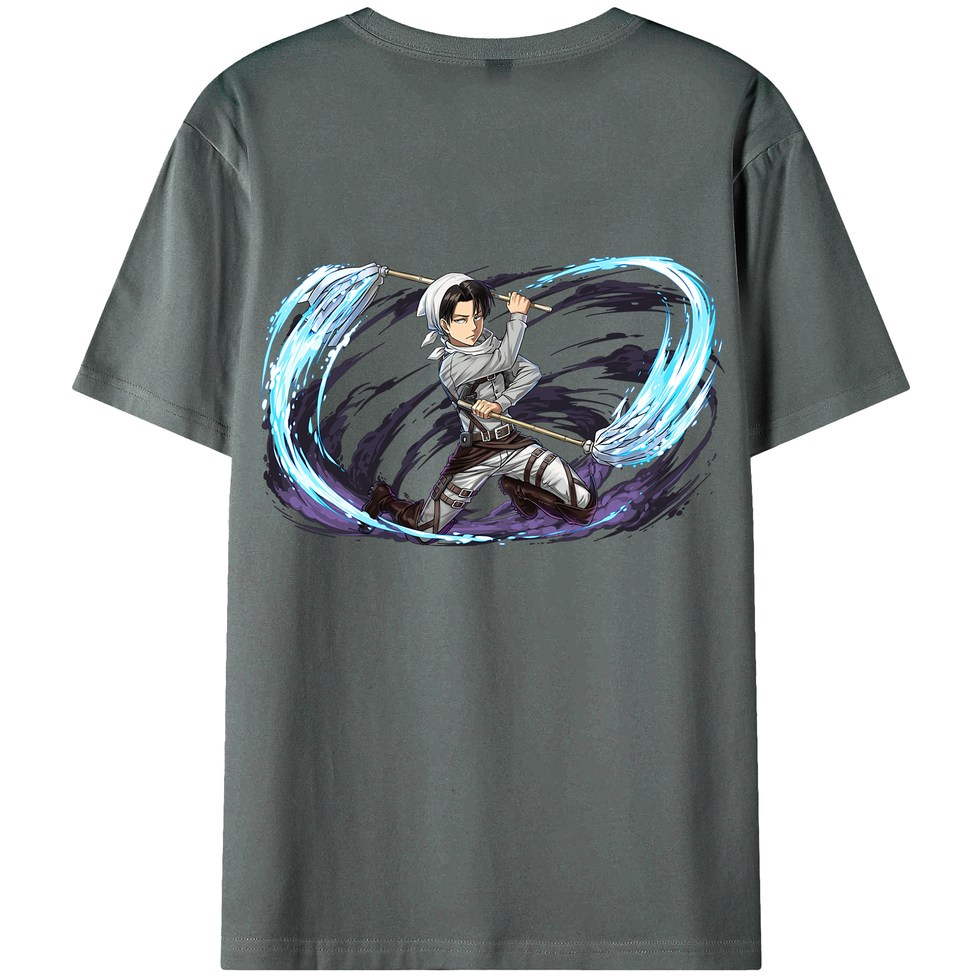 （画像用） 進撃の巨人 リヴァイ·アッカーマン Attack on Titan Levi Ackerman 綿100％ メンズ半袖Tシャツ（バックプリント） 通気性